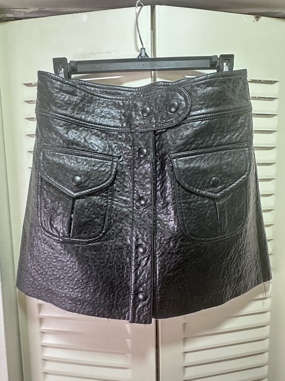 Blank NYC Black Faux Leather Button-Front Mini Skirt